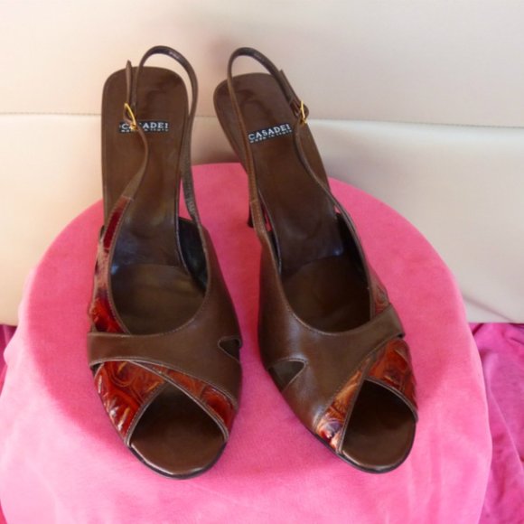 CASADEI ITALY LEATHER GENUINE CROCODILE SLINGBACKS - Picture 6 of 13